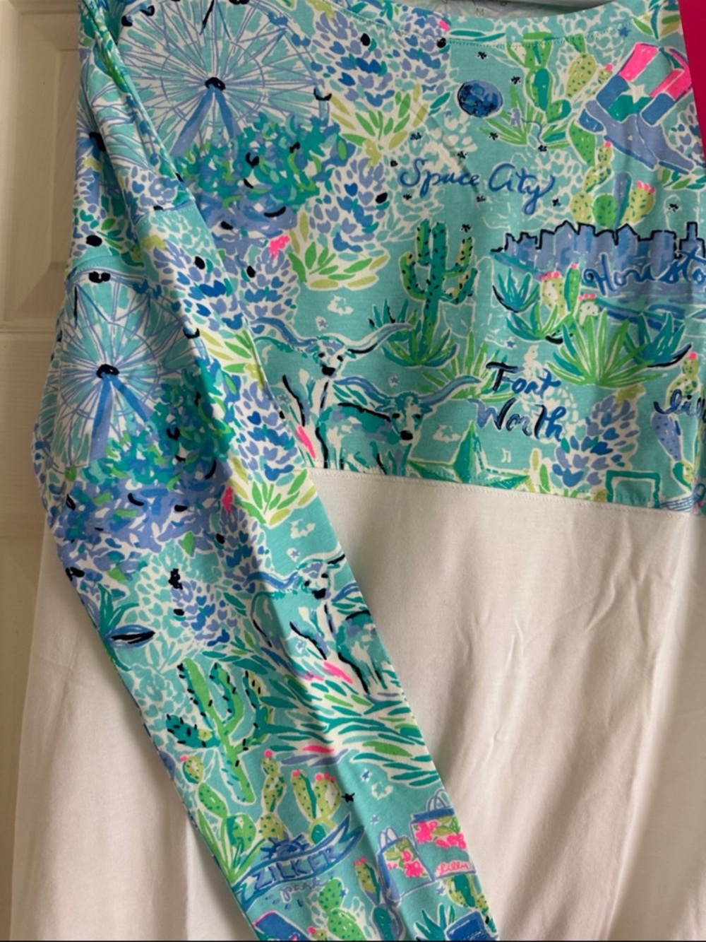 Lilly Pulitzer Mint Multicolor Printed Long Sleeve Top with White Panel